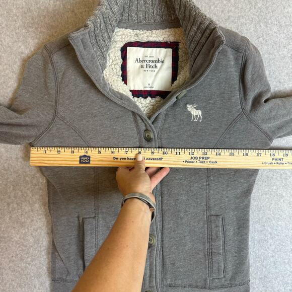 Abercrombie Sherpa Lined Jacket Womens Cozy Indie Sleaze Moose Y2K 90s Retro - Picture 7 of 13